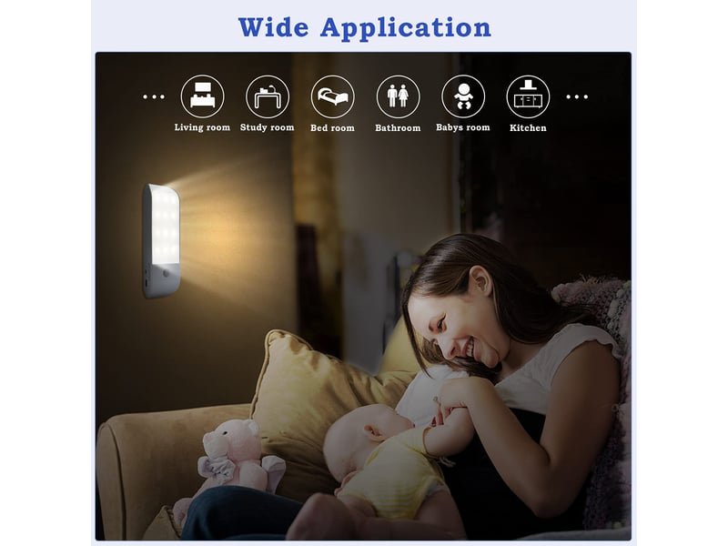  Veilleuse led rechargeable, [lot de 2] veilleuse automatique avec détecteur de mouvement, lampe de placard avec bande magnétique, blanc  - Conforama E
