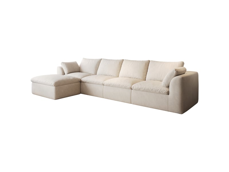  Canapé d'angle 5 places 310x155 cm - mousse haute élasticité - tissu - salon moderne - beige  - Conforama E