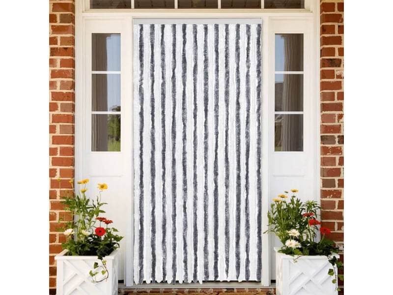  Rideau anti-mouches, moustiquaire gris et blanc 100x200 cm chenille cf43542  - Conforama B
