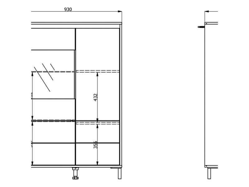 Buffet vignate, bahut 4 étagères, 93x40x135h cm blanc crème Vignate - Conforama C
