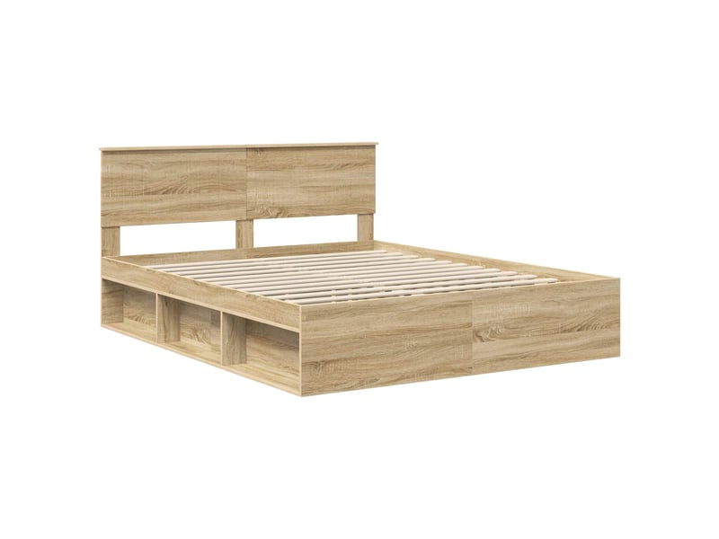  Lit double- lit adulte -  cadre de lit avec tête de lit sonoma 160 x 200 cm pin massif  - Conforama C