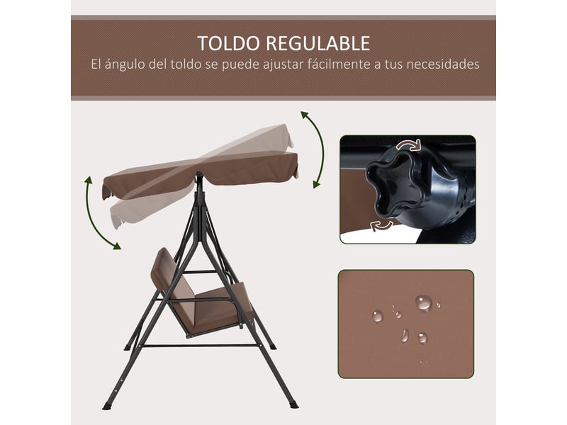  Balancelle de jardin 3 places, toit reclinable, structure acier anti-corrosion, coussin 6 cm, 200 kg, 172 x 110 x 153 cm  - Conforama D