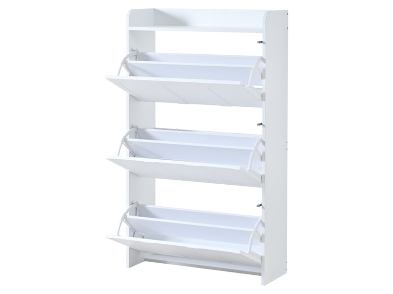  Ensemble meuble à chaussures blanc avec 12 compartiments, armoire haute, mdf, rangement polyvalent  - Conforama D