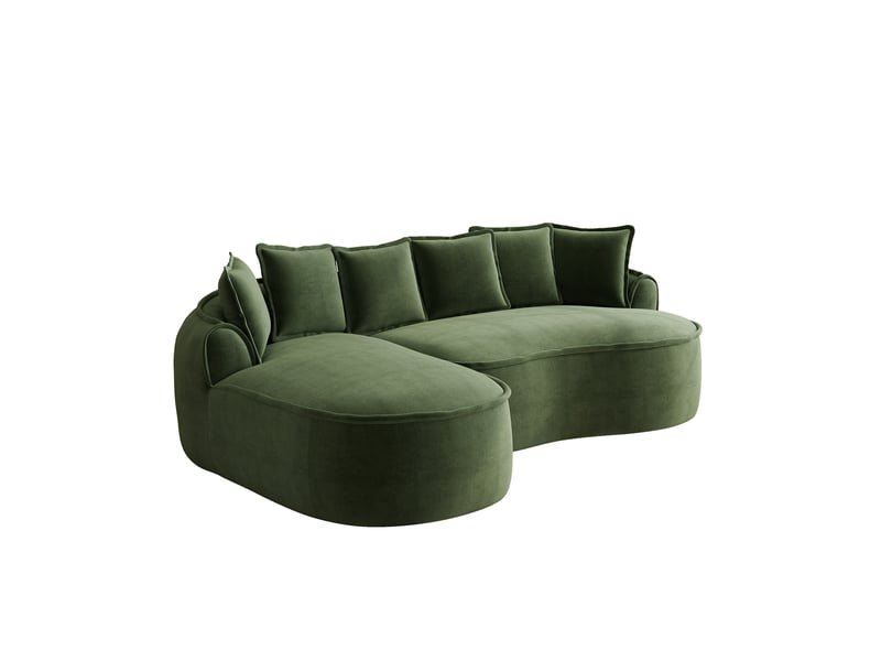  Canapé modulable 252x164x67 cm tissu chenille configuration modulable assise profonde mobilier de salon vert OPULERANE TRADING LTD - Conforama A