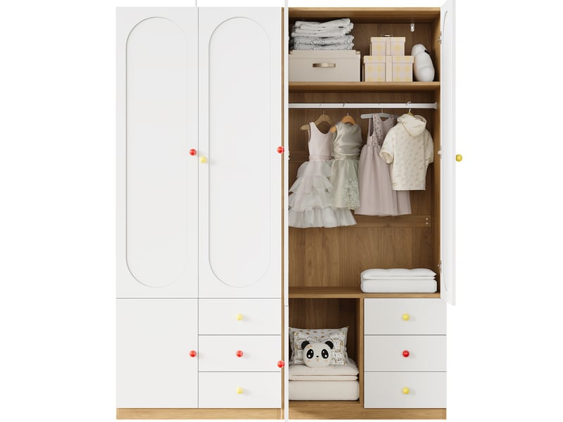  Armoires modenvie lot de 2 à 2 portes avec tiroirs et penderie 80 x 50 x 200 cm blanc  - Conforama A