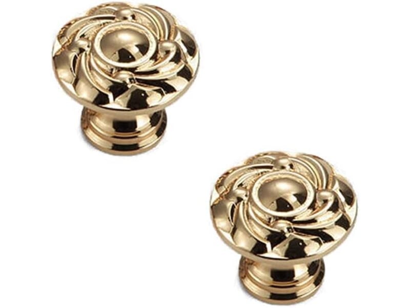  Lot de 2 poignées anciennes en bronze à motif floral, poignées dorées en métal pour meubles, cuisine et commodes  - Conforama B