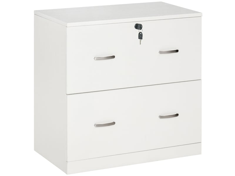  Classeur de bureau à 2 tiroirs pour dossiers suspendus, avec serrure et 2 clés, 77 x 42 x 72 cm, blanc  - Conforama A
