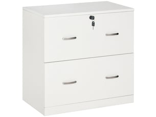 Classeur de bureau à 2 tiroirs pour dossiers suspendus, avec serrure et 2 clés, 77 x 42 x 72 cm, blanc