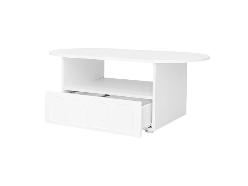Table basse 100x60x40,5 cm forme nuage avec tiroir, blanc - Conforama D