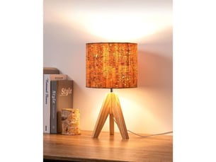 Lampe de chevet vintage trépied 2700k abat-jour lin gris e27
