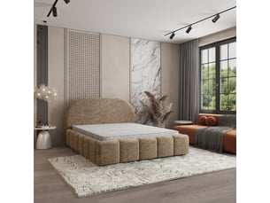 Lit coffre 200x200 cm <strong>MASSENO</strong> <strong></strong> coloris beige