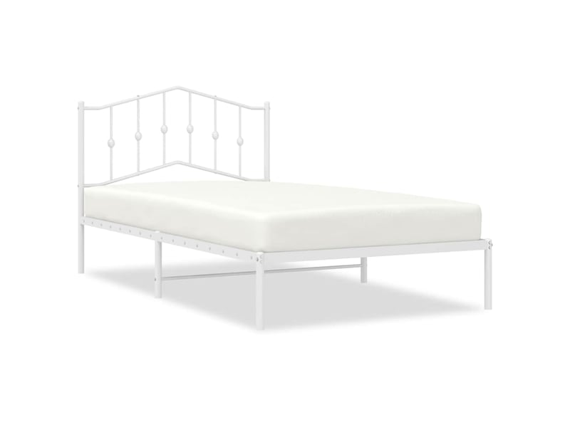  Lit simple- lit adulte -  cadre de lit métal sans matelas et tête de lit blanc 100x200 cm  - Conforama A