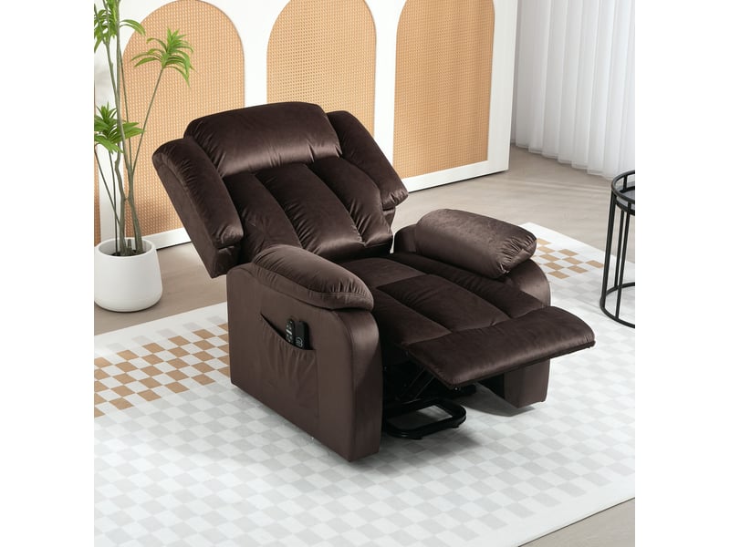  Fauteuil relax électrique marron avec aide au relevage, massage vibrant, chauffage lombaire et ports usb  - Conforama E