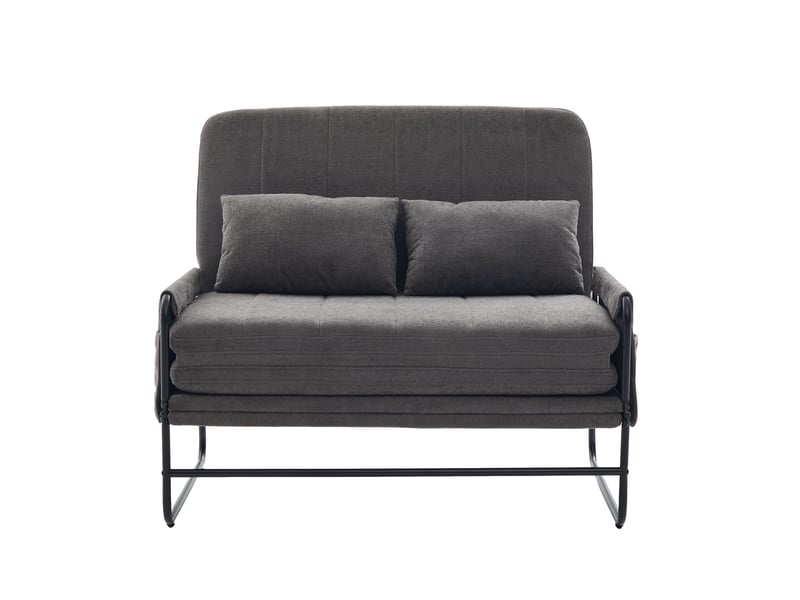  Canapé convertible 2 places - 104x85x92cm - banquette lit pliable dossier réglable tissu chenille et métal - gris  - Conforama A