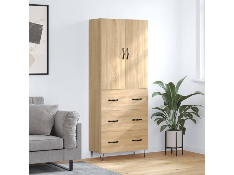  Buffet haut - bahut - meuble de rangement chêne sonoma 69,5x34x180 cm bois d'ingénierie  - Conforama B