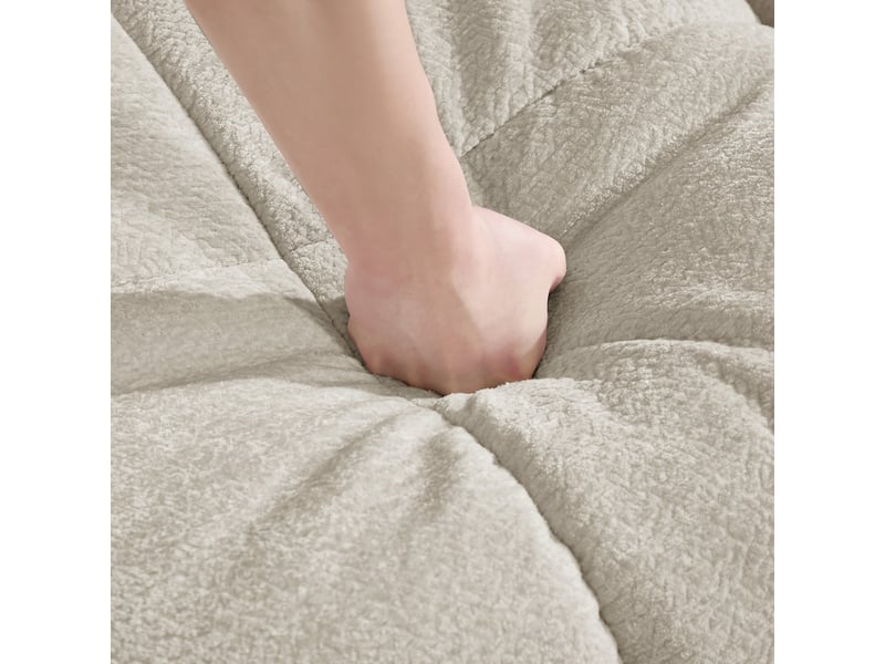 Canapé modulable d’angle 2 places avec ottomane en tissu beige  - Conforama E