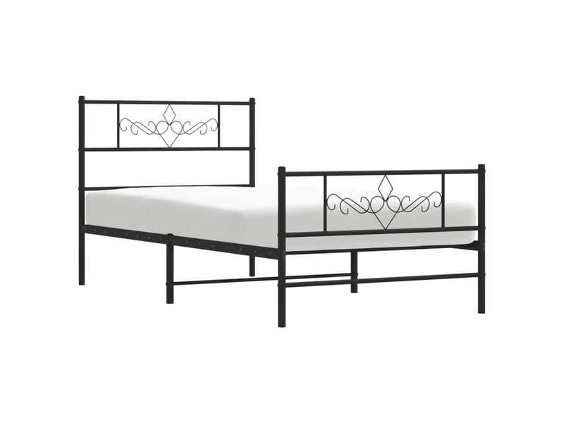  Lit simple- lit adulte -  cadre de lit métal sans matelas avec pied de lit noir 90x190 cm  - Conforama C