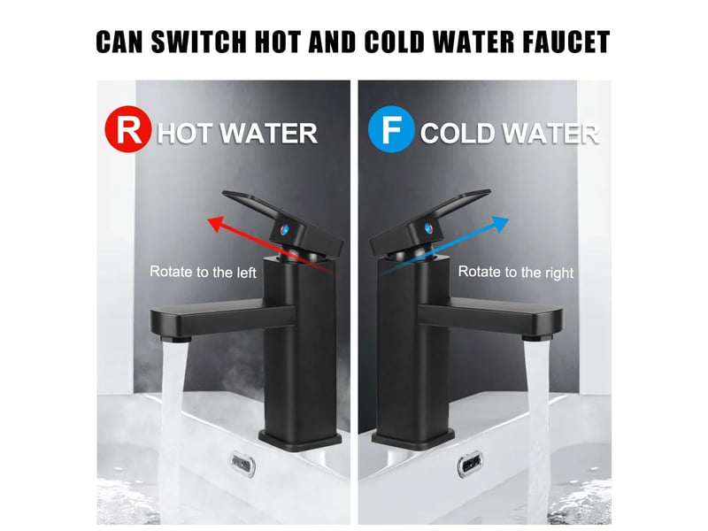  Robinet salle bain noir, mitigeur lavabo en alliage avec l'eau froide et chaude disponible, robinet lavabo avec deux tuyaux, pour les toilettes  - Conforama D