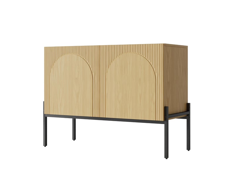  Buffet 2 portes pieds en métal coloris naturel 100 x 40 x 75 cm  - Conforama B