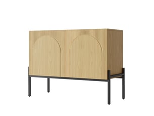 Buffet 2 portes pieds en métal coloris naturel 100 x 40 x 75 cm