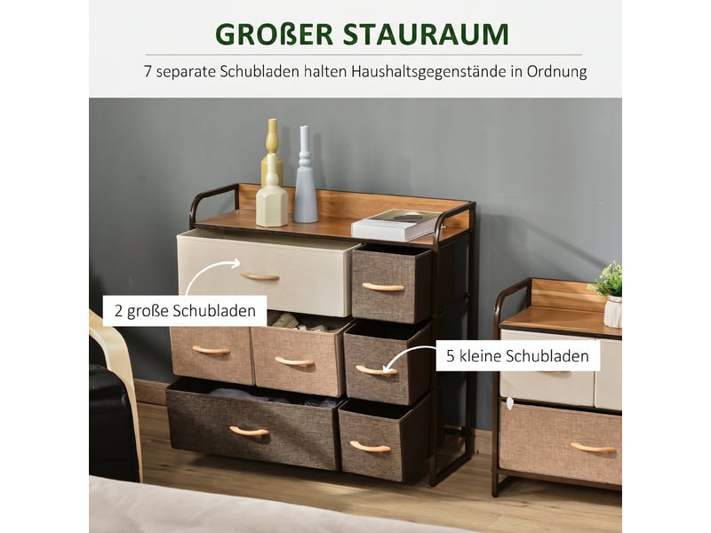  Commode 7 tiroirs en tissu et cadre en métal 80 x 29 x 78,5 cm  - Conforama D