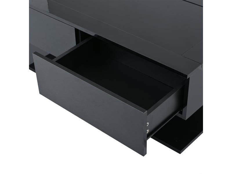  Table basse avec 2 tiroirs et led pour salon 100×50×35 cm en verre et panneaux de particules noir  - Conforama D