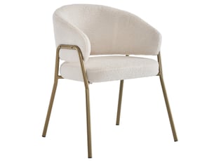Lot de 4 chaises de salle à manger blanches, pieds en fer doré