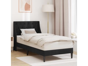 Lit adulte, lit simple, cadre de lit avec tête de lit noir 90x190cm velours cf3372