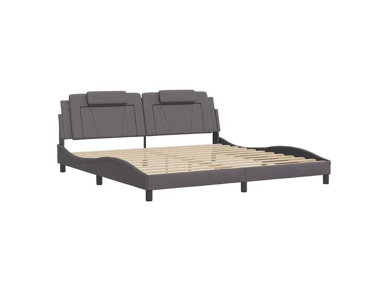  Lit double- lit adulte -  cadre de lit viana sans matelas gris 200x200 cm similicuir  - Conforama B