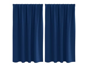 Lot de 2 rideaux occultants, rideaux black-out avec anneaux bleu foncé 140 x 140 cm cf44598
