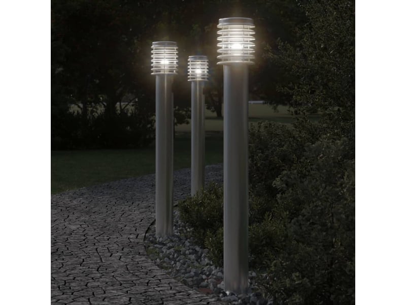  Lampadaires d'extérieur 3 pcs argenté 110 cm acier inoxydable argent 02_0042556  - Conforama B