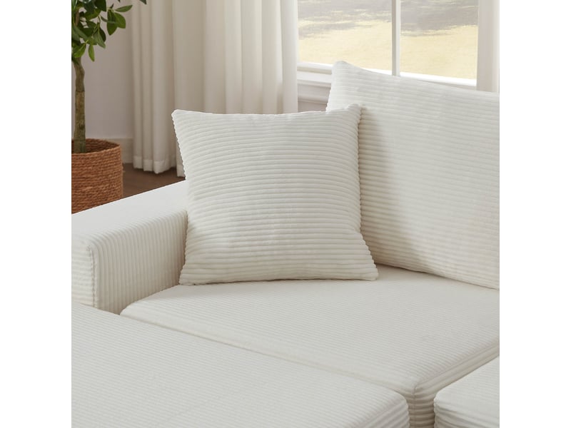  Canapé modulable 2 places 259 cm, convertible en canapé d’angle et lit d’appoint, tissu côtelé, base antidérapante  - Conforama E
