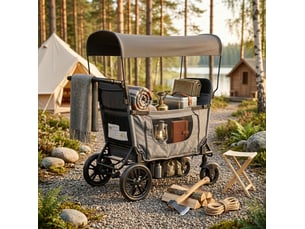 Poussette double pliable 124 x 61 x 121 cm gris foncé en acier et tissu, siège convertible en lit pour 2 enfants