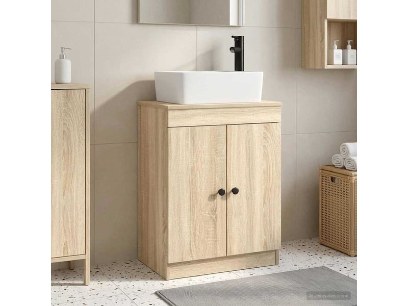 Meuble salle de bain avec évier, meuble de rangement chêne sonoma 54x35x83 cm shl7632 - Conforama B