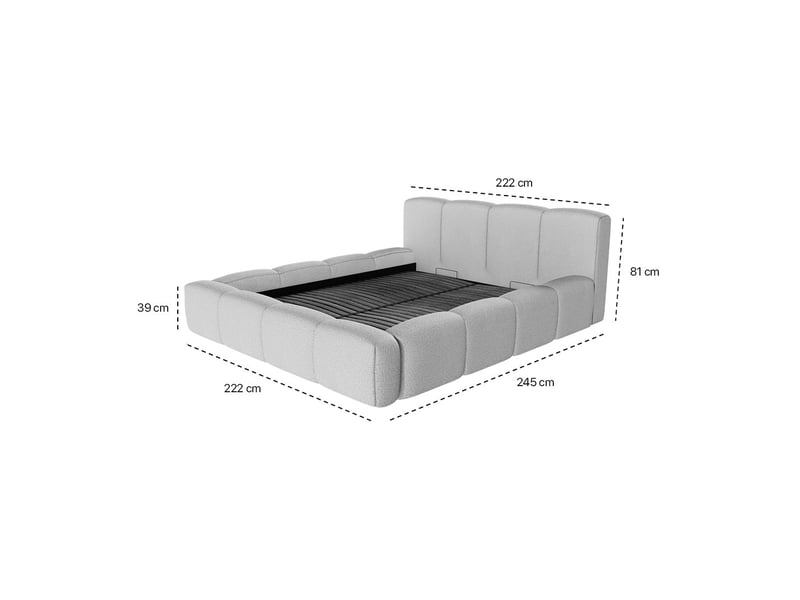  Lit coffre équinox taupe drimz - 180x200cm - tissu bouclé Équinox - Conforama W