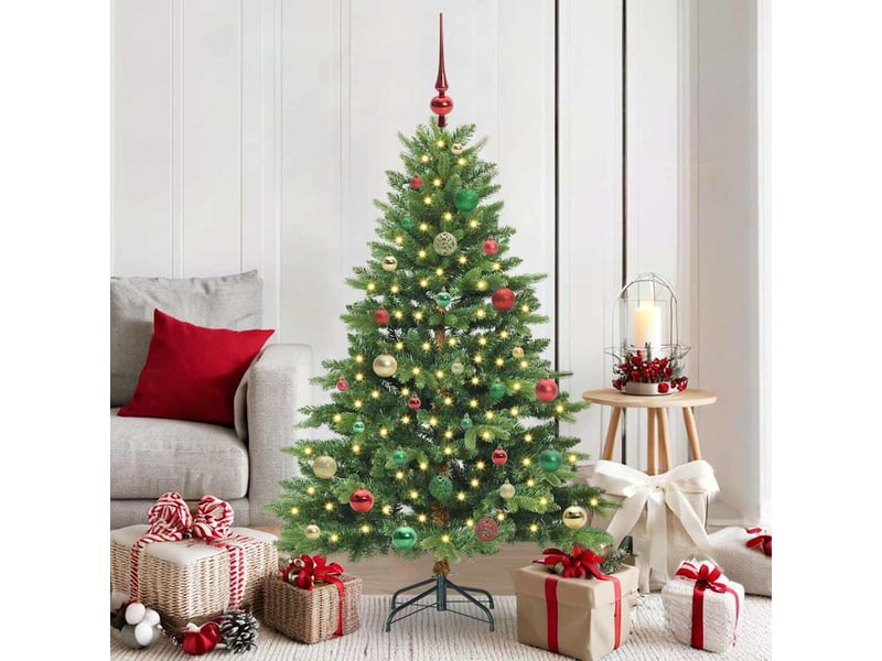  Sapin de noël - arbre de noël artificiel avec 150 led vert 150 cm pe et pvc  - Conforama B