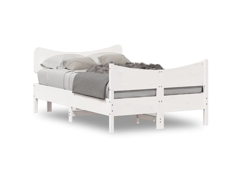  Lit double- lit adulte -  cadre de lit sans matelas blanc 120x190 cm bois de pin massif  - Conforama A
