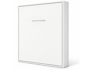 Lit escamotable vertical kola – seulement 34,5cm de profondeur, le confort d’un vrai lit-avec matelas-160x200-cadre blanc-façade blanche