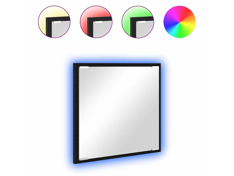 Miroir de salle de bain, miroir de toilette led chêne noir 40 x 37 x 8.5 cm cf62563 - Conforama C