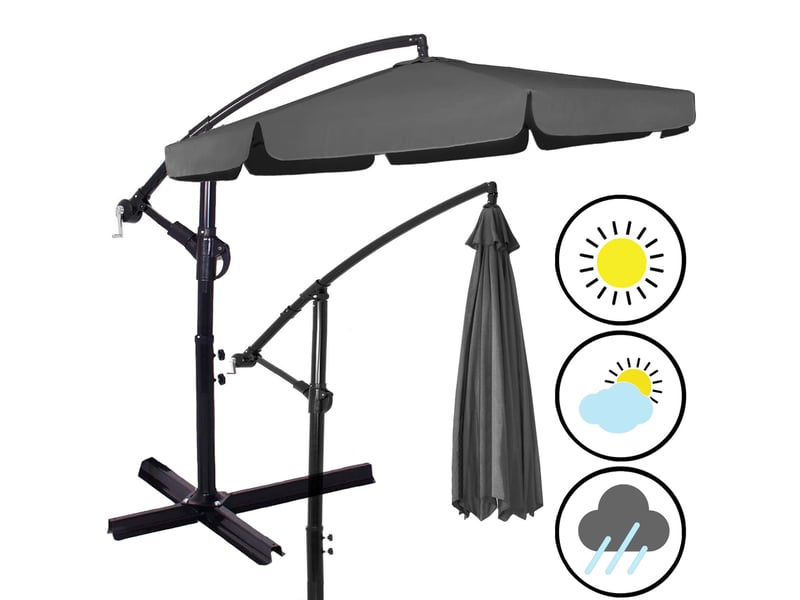  Parasol de jardin springos à bras déporté avec manivelle et housse incluse  - Conforama C