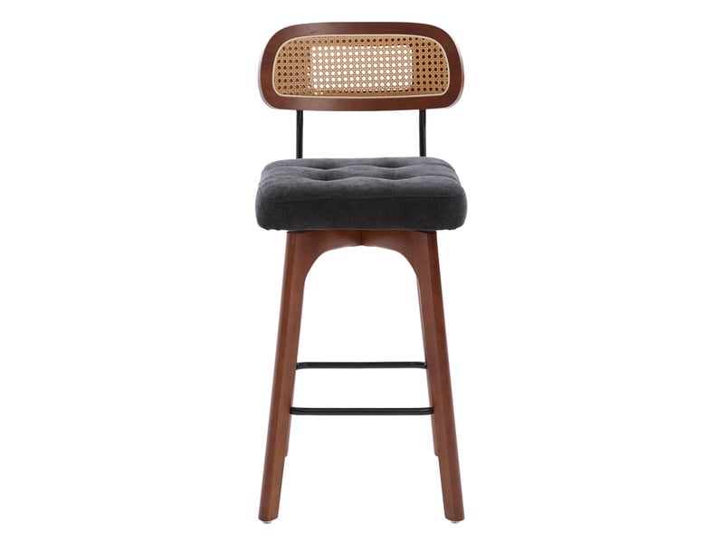  Lot de 2 tabourets de bar pivotants 360° 44x51x96 cm en chenille noir  - Conforama A