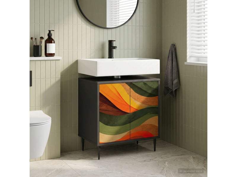  Armoire de salle de bain, meuble de rangement bonn chêne noir 60x40x61 cm  - Conforama B