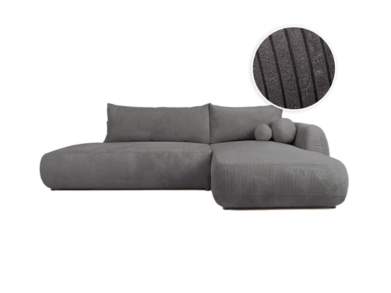  Canapé d'angle convertible 5 places fabio en velours côtelé - gris foncé - angle droit FABIO - Conforama A