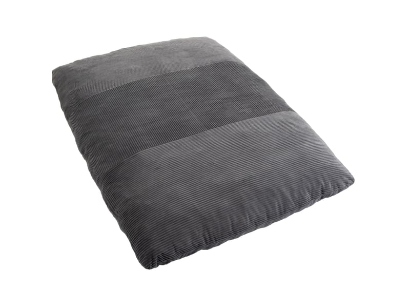  Canapé de sol convertible 2 places en velours côtelé gris foncé, couchage 145 x 184 cm sans cadre métallique  - Conforama A