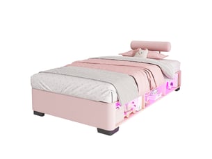 Lit avec rangement 90x200 cm <strong></strong> <strong></strong> coloris rose