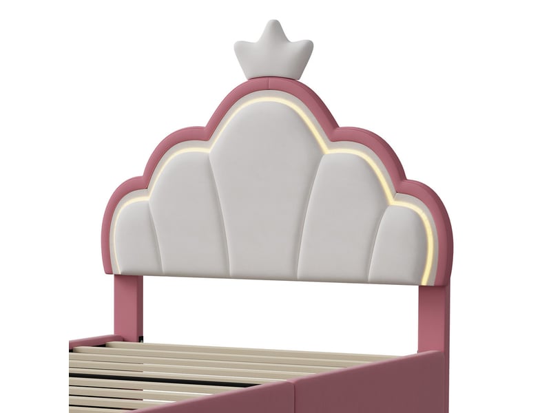  Lit pour enfant 90 x 190 cm ezssw coloris rose  - Conforama D