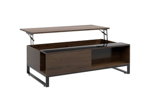 Table basse relevable,102x58x35,5 cm,avec rangement,mdf,noyer et noir