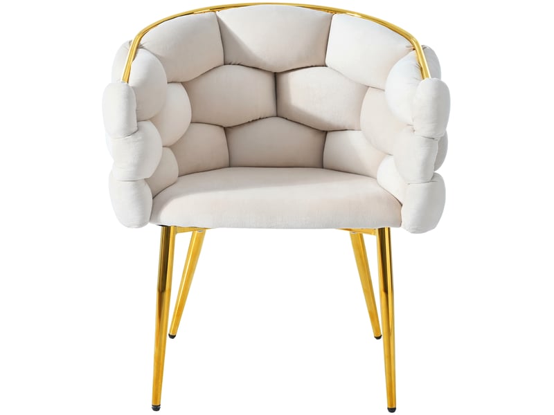  Lot de 6 chaises de salle à manger en velours beige, pieds en métal doré - design moderne, assise ergonomique  - Conforama A