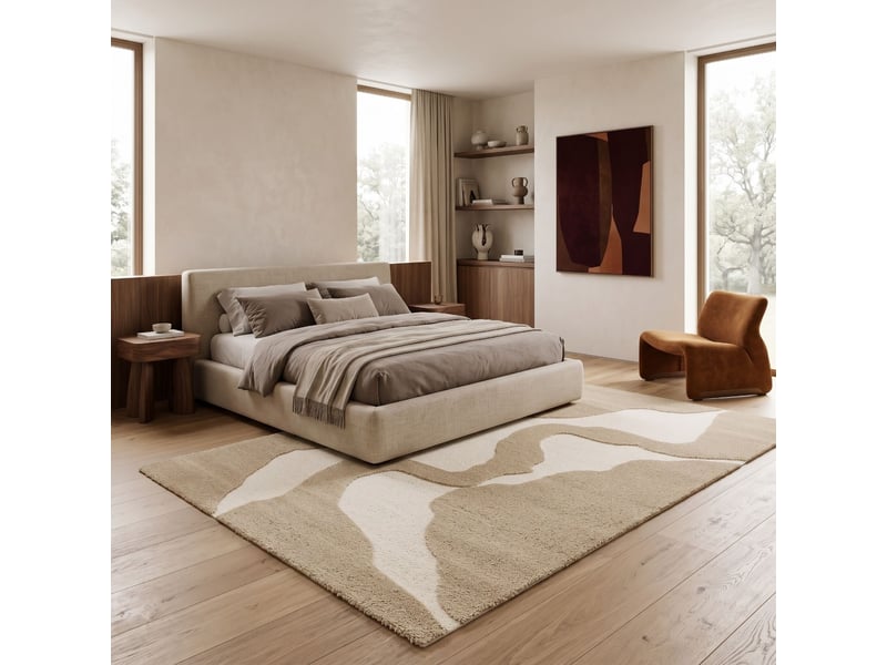  Tapis à reliefs doux à relief géométrique beige 160x230  - Conforama E