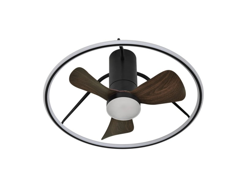  Ventilateur de plafond fabrilamp oporto dc noirmarron 3 pales 66 cm 6 vitesses led 46 w télécommande 243699088 - Conforama C